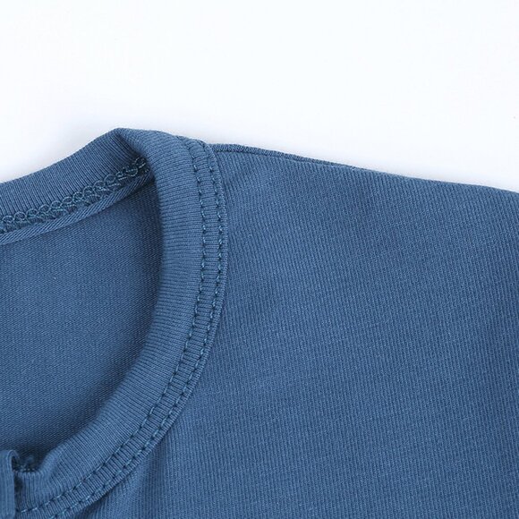 CUTE MONOGRAM-BABY ROMPER-Short Sleeve Double Zipper Cotton Blue 4-Sizes Boy - Picture 11 of 13